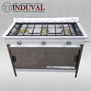 CO8Q3M: Cocina de 3 quemadores en acero inoxidable