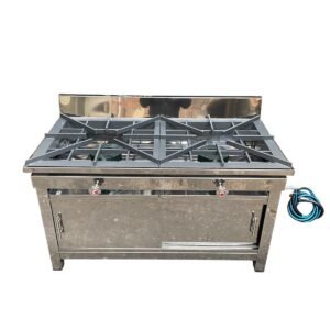 CO2QHGAIPTCP10: COCINA DE 2 QUEMADORES DE HIERRO GRANDE, EN ACERO INOXIDABLE